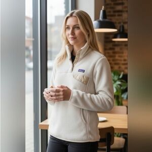 Patagonia Re-Tool Snap-T Fleece Pullover Cream Polartec Thermal Pro Women S